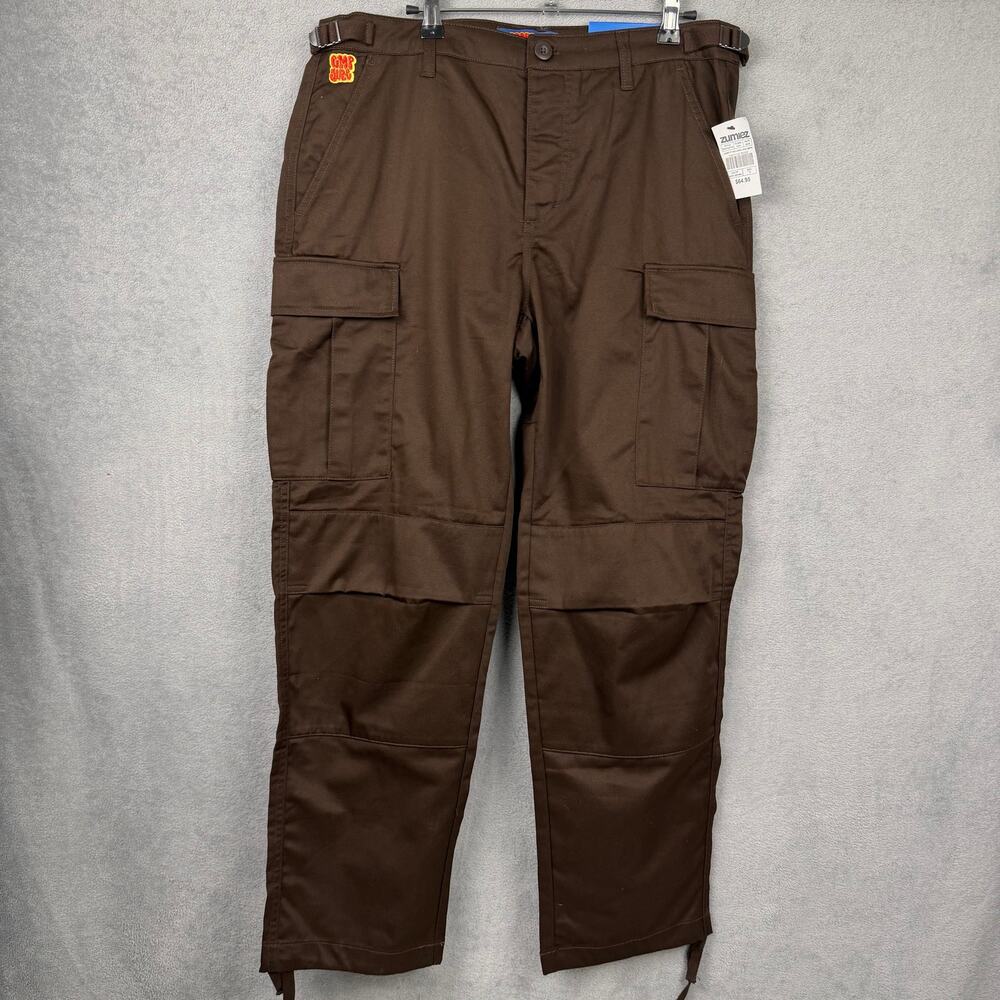 NWT Empyre Cargo Pants Mens SZ 30 Loose Fit Dark Brown Skater Y2K Button fly